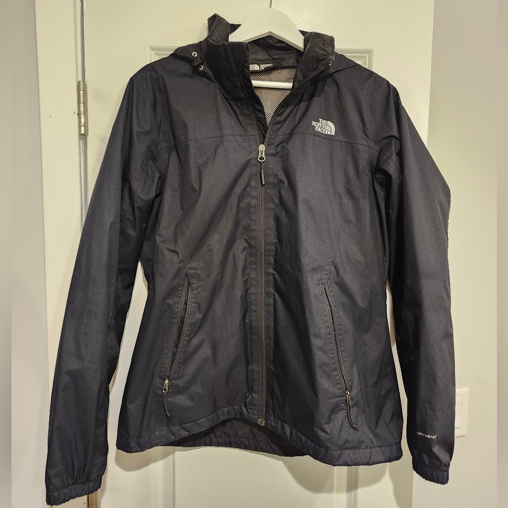 The North Face Womens Black Water Resistant Raincoat Lightweight Jacket Large